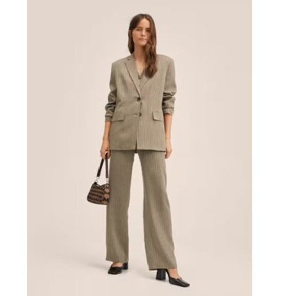 NWT - Mango Striped Linen Blazer & Linen Blend Pants - XL